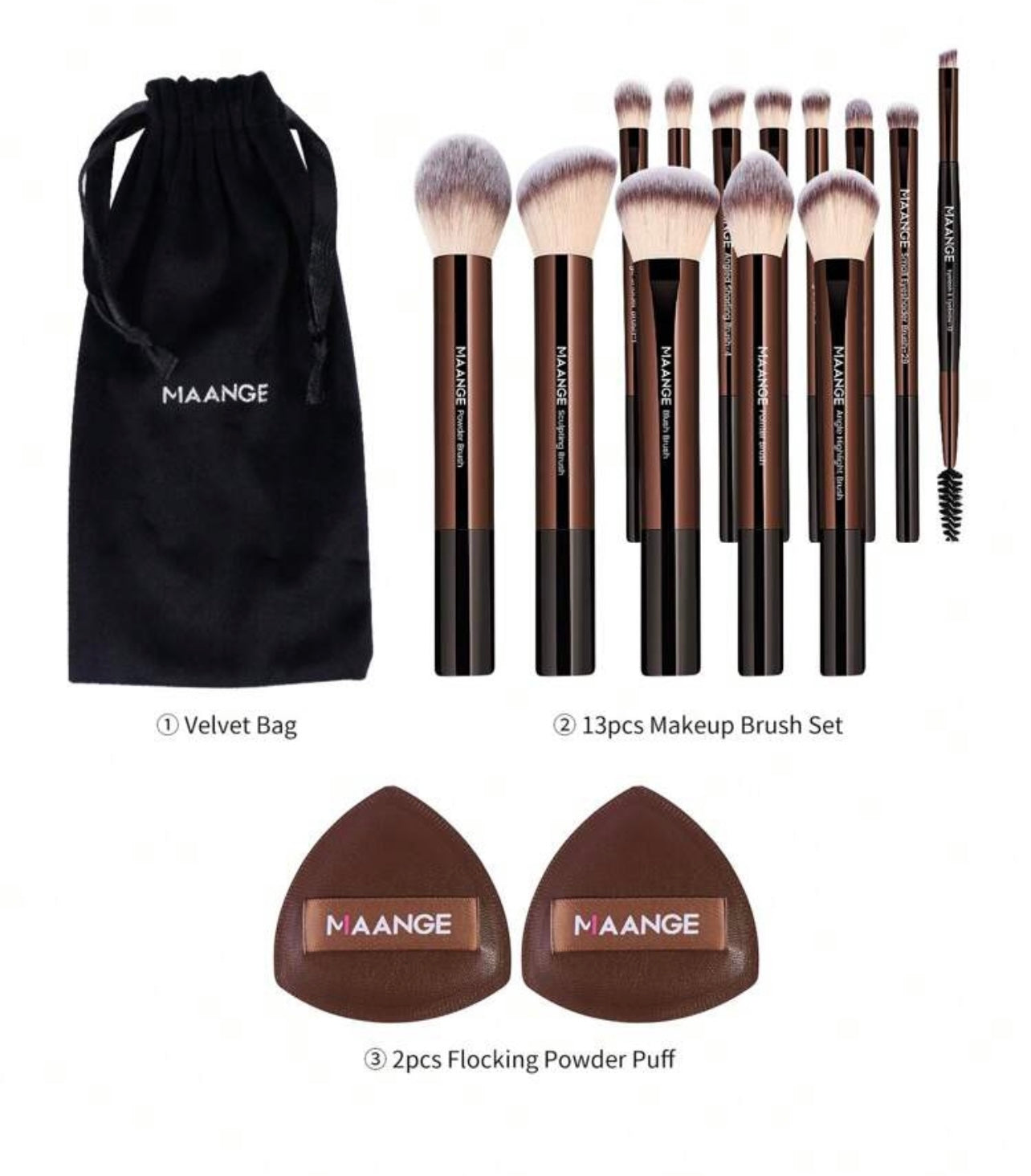 Maange 15 pieces makeup brush set