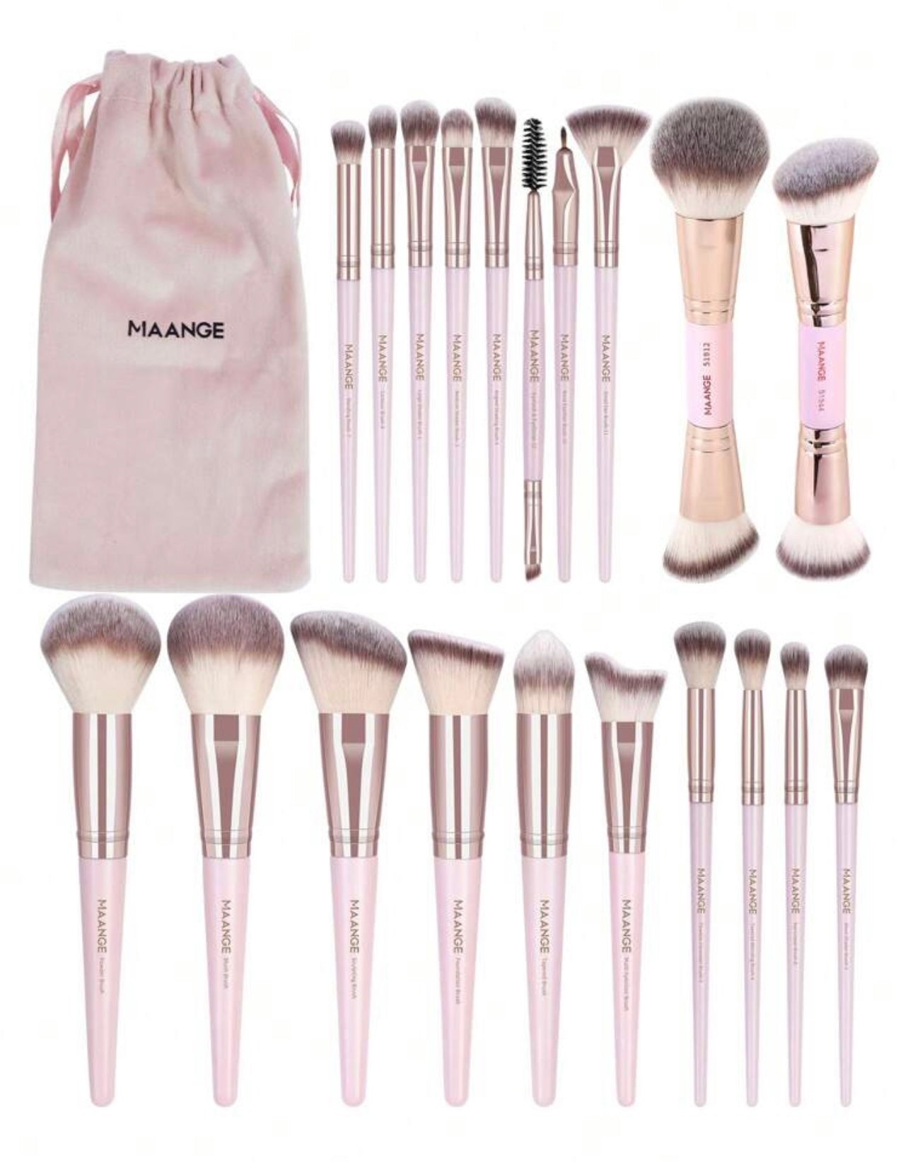Maange 20 pieces pink brush set