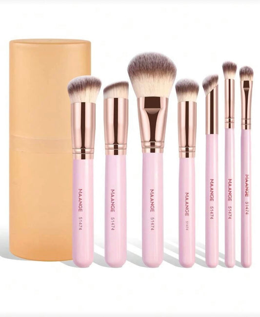 Maange 7 pieces pink brush set