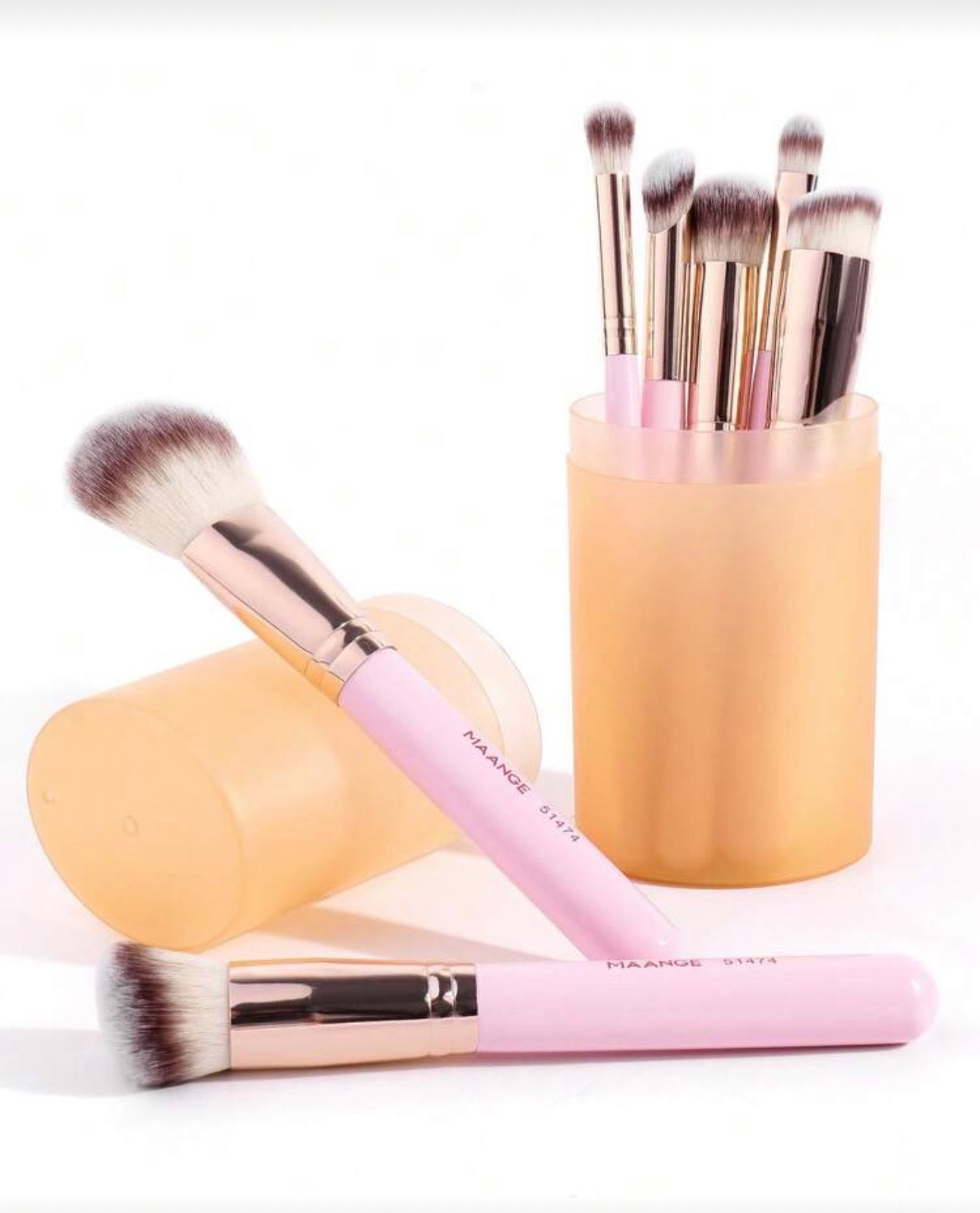 Maange 7 pieces pink brush set