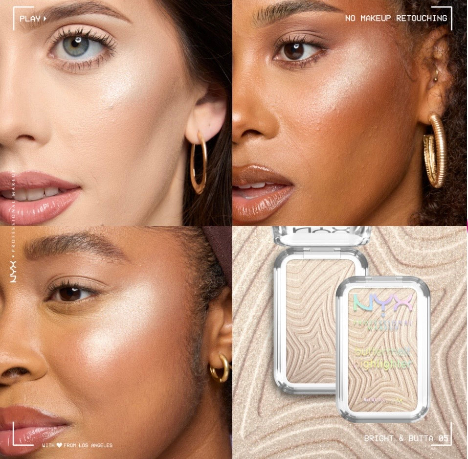 NYX Professional Makeup Buttermelt Powder Highlighter, Buildable & Buttery Soft Creamy Finish