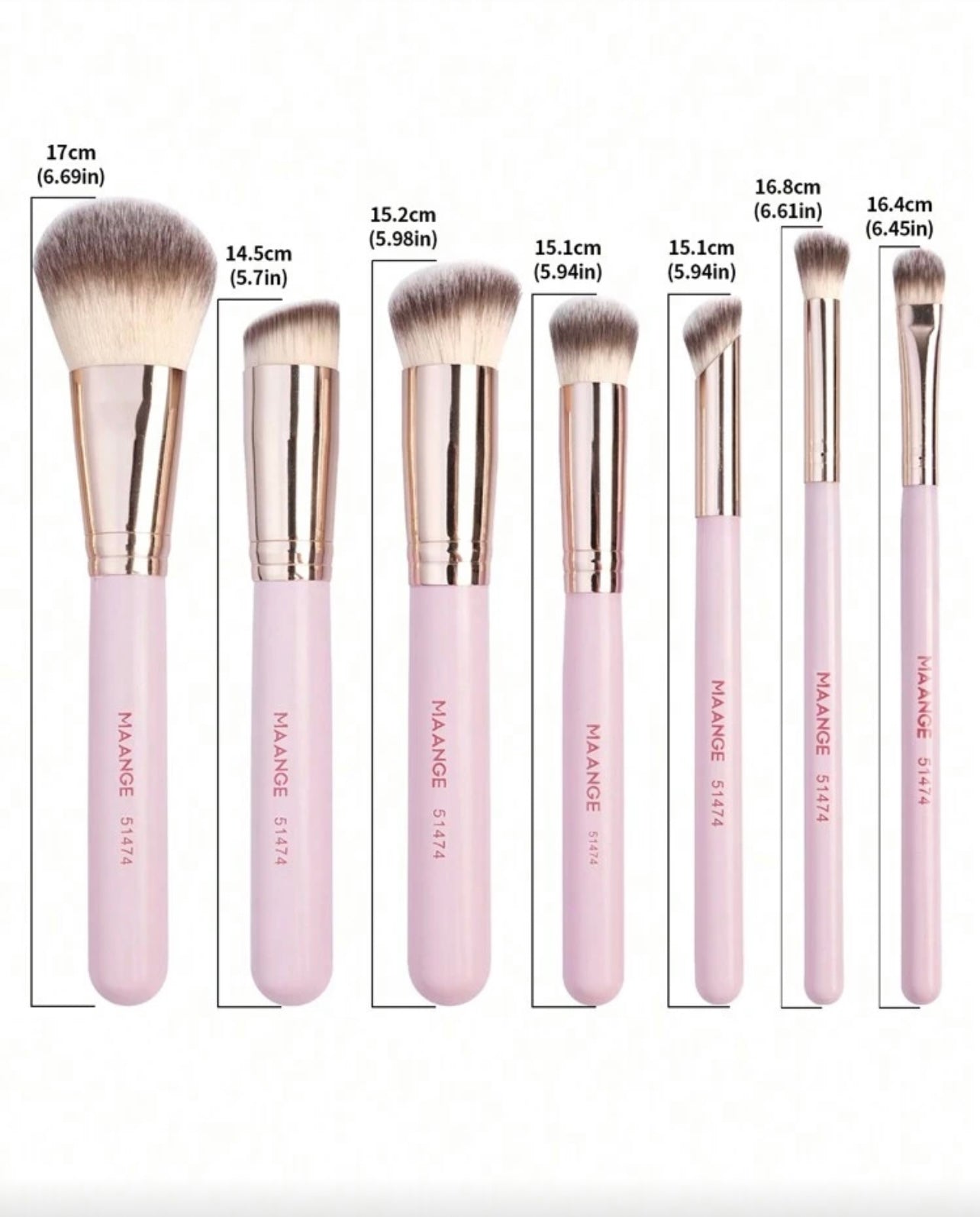 Maange 7 pieces pink brush set